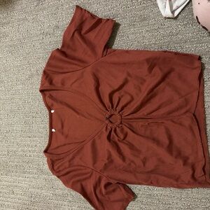 Zara Rust Short Sleeve Top with Ring Detail